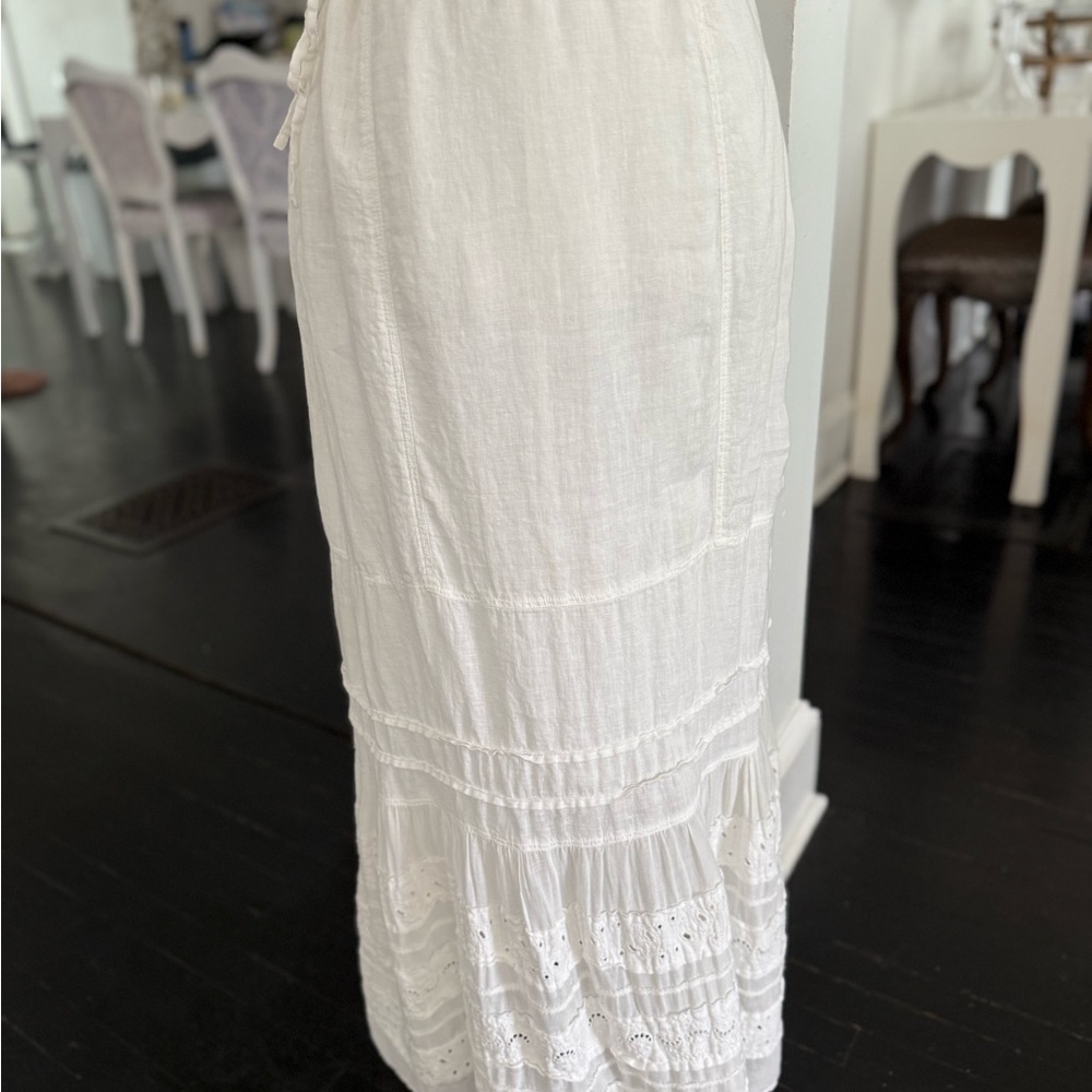 120%  Lino Elegant White Maxi Skirt